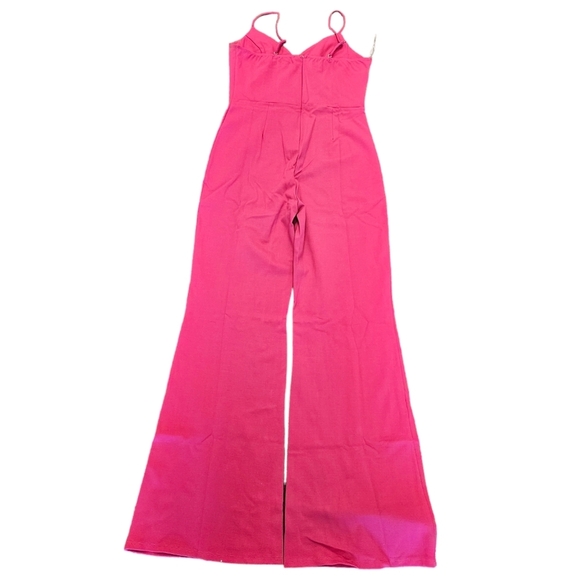 Vici Fore Bijou Split Hem Flare Magenta Jumpsuit NEW - Picture 7 of 8